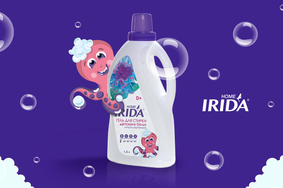 Этикетка геля для детской стирки для компании «IRIDA» (1334)