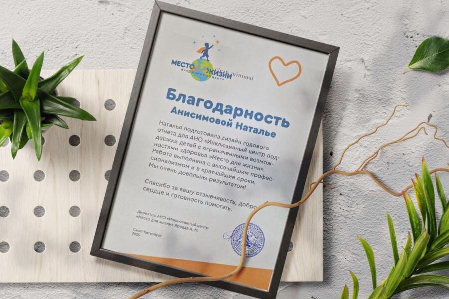 Годовой отчет для автономной некоммерческой организации "Инклюзивный Центр поддержки детей с ограниченными возможностями здоровья "Место для Жизни" (4359)